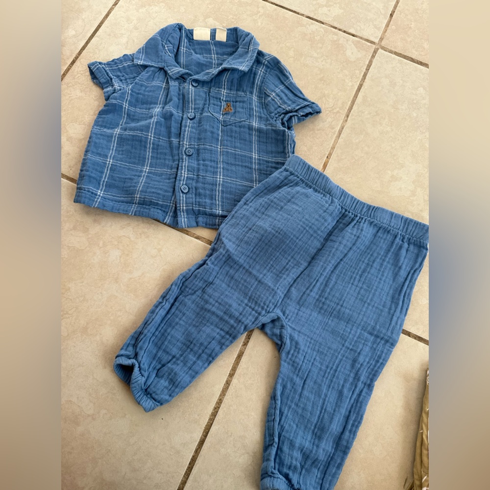Blue Plaid Baby Outfit Set